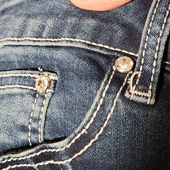 Cato Denim Womens Sz 14 Blue Jeans Boot Cut Mid Rise Embellished Medium Wash - Picture 4 of 12